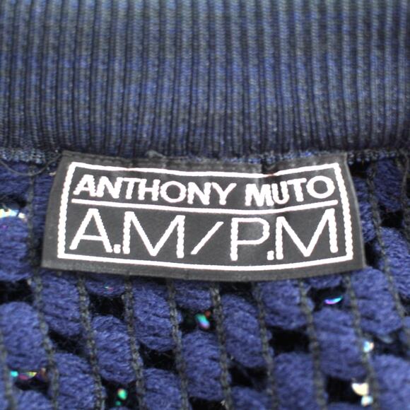 Vintage Anthony Muto AM/PM Sequin Knit Top Size M Iridescent Weaved Pattern - Picture 4 of 6